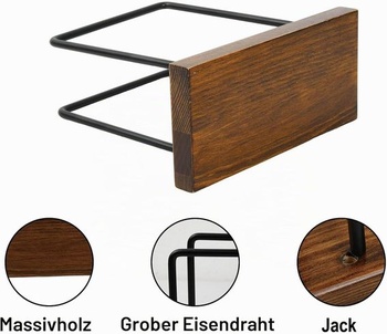 Držák na ubrousky, dřevěný a kovový držák na ubrousky, držák na ručníky v retro stylu na jídelní