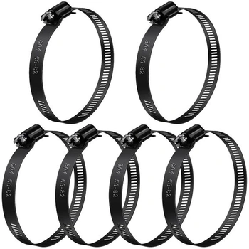 Hadicové spony s vonkajším priemerom 59-82 mm pre potrubie, 6 kusov, čierne, 59-82 mm, 6