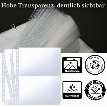 30 priehľadných obalov na pohľadnice s 11 dierovým dierovaním, obojstranné náhradné listy do fotoalbumu,