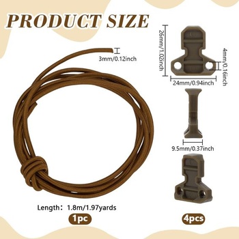 FINGERINSPIRE 4dielne plastové zarážky na šnúru, priemer 3 mm, elastická šoková šnúra 180 cm, odolná