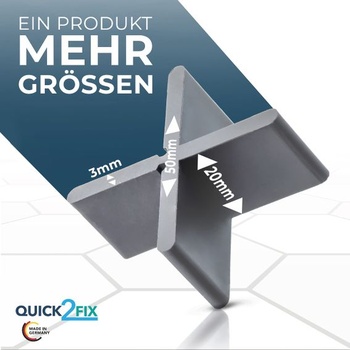 3mm Professional - Dištančné podložky pre terasové dosky 3 mm x 20 mm (Š x V) - 100 kusov pre