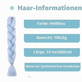 Světle modré syntetické vlasy na zaplétání 24 palců 1 ks Easy Jumbo Braid předpjaté prodloužení
