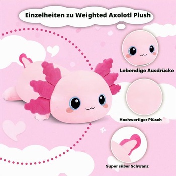 SQEQE Závažová plyšová hračka Axolotl, Kawaii plyšová hračka se závažím, Axolotl 25 cm x 25 cm
