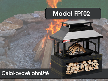 Celokovové ohnisko FPT02, 94 x 82 x 45 cm, s ochranou proti dažďu - N