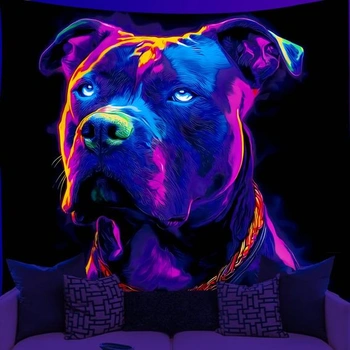 WEBEEDY Blacklight gobelín neónový buldog nástenný závesný…