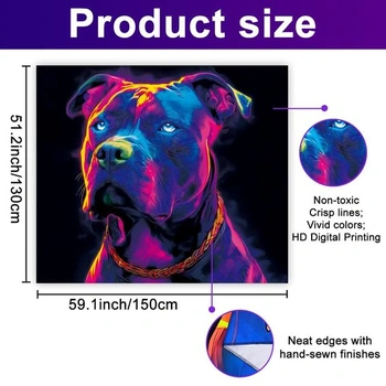 WEBEEDY Blacklight gobelín neónový buldog nástenný závesný uv reaktívny gobelín so psím vzorom