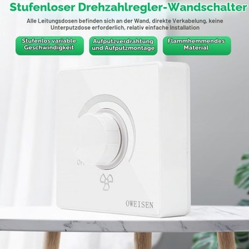 DEWIN nástenný vypínač, regulátor otáčok stropného ventilátora typu 86, nástenný stmievač 10A AC 220V
