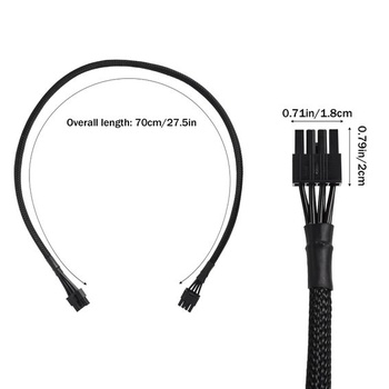 Napájací kábel PCIe pre napájacie zdroje MSI, 70cm čierny opletený predlžovací kábel z 8pinového