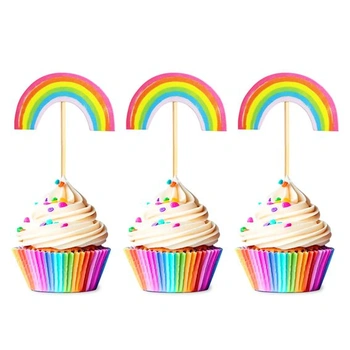 24 dúhových ozdôb na muffiny, výber tort, dekorácie na…
