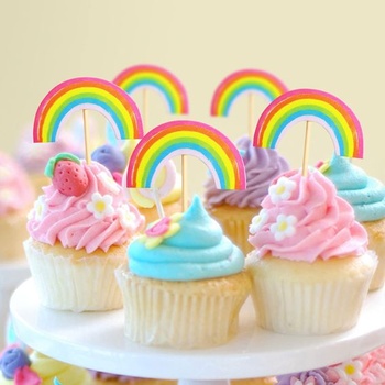 24 dúhových ozdôb na muffiny, výber tort, dekorácie na narodeniny, svadbu, dievčatá, deti, bábätko,