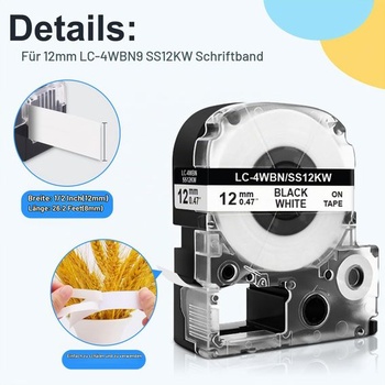 Kompatibilná páska UniPlus 3x ako náhrada za pásku SS12KW LC-4WBN4 LC-4WBN9 12 mm x 8 m, pre