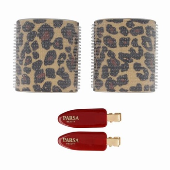 Súprava natáčok a sponiek na vlasy PARSA Beauty HAIR HERO, leopardia potlač