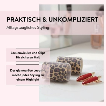 Sada natáček a sponek na vlasy PARSA Beauty HAIR HERO, leopardí potisk