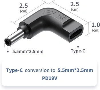 Adaptér QYD USB-C na DC zástrčku 5,5 * 2,5 mm, PD USB C samice na DC adaptér, napájecí adaptér,