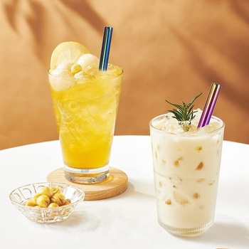 Opakovane použiteľná kovová slamka na bubble tea, 8 silných slamiek z nerezovej ocele s 2 čistiacimi