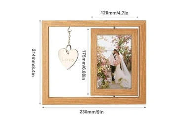 Otočný fotorámik 10x15cm, otočný o 360 °, personalizovaný obojstranný fotorámik, drevený rám,