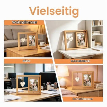 Otočný fotorámik 10x15cm, otočný o 360 °, personalizovaný obojstranný fotorámik, drevený rám,