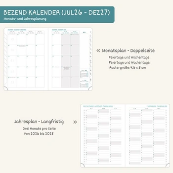 BEZEND Kalendář 2026 2027 Knižní kalendář 1 týden 2 strany A4 (28,5 x 22 cm) A4 28 x 22 cm 2026