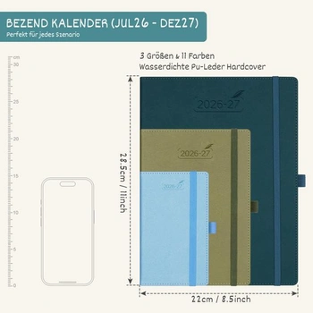 BEZEND Kalendář 2026 2027 Knižní kalendář 1 týden 2 strany A4 (28,5 x 22 cm) A4 28 x 22 cm 2026