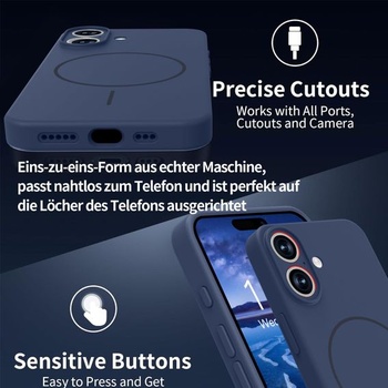 Púzdro pre iPhone 16 kompatibilné s MagSafe, prémiové silikónové púzdro s podšívkou z mikrovlákna
