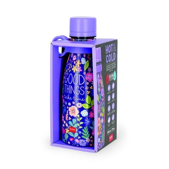 Legami - Vákuová fľaša Hot & Cold Mini, kvety, ľahká a odolná termoska, hermetické uzavretie,
