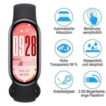 Ochranná fólie Elecshion pro Xiaomi Smart Band 10 (3 ks), sklo, tvrdost 9H, odolná proti poškrábání