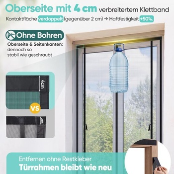 Sieť proti hmyzu Sekey na balkónové dvere, rezateľná s bočnými prackami, silné magnety, 4 cm široký