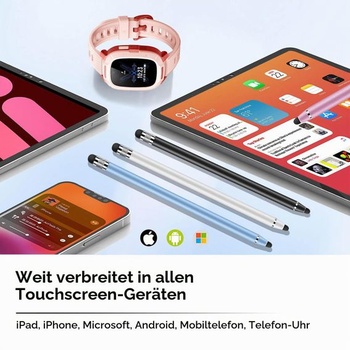 Balenie 4 stylusov pre tablet 2 v 1 s vysokou citlivosťou pre mobilný telefón a tablet, strieborná +