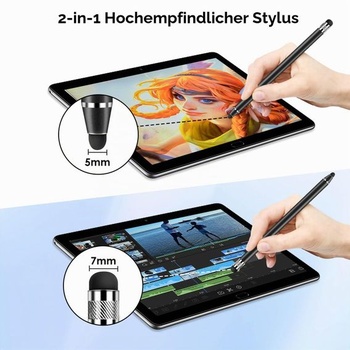Balenie 4 stylusov pre tablet 2 v 1 s vysokou citlivosťou pre mobilný telefón a tablet, strieborná +