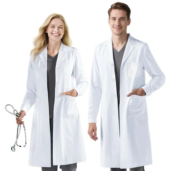 Biely laboratórny plášť, lekársky plášť pre ženy a mužov, biely laboratórny plášť, chemický plášť,