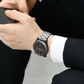Nerezový kovový náramok Netolo kompatibilný s remienkom pre hodinky Suunto 7 24 mm strieborný