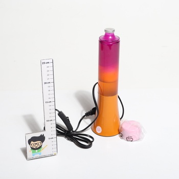 Fisúra - Ružová lávová lampa s oranžovou základňou a sklom s unikátnym gradientným efektom. Retro