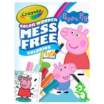 CRAYOLA Color Wonder - Omaľovánka s Prasiatkom Peppou bez neporiadku (obsahuje 18 omaľovánok a 5 fixiek