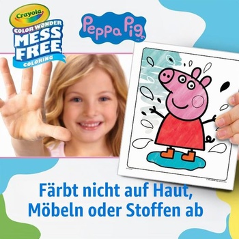CRAYOLA Color Wonder - Omaľovánka s Prasiatkom Peppou bez neporiadku (obsahuje 18 omaľovánok a 5 fixiek