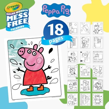 CRAYOLA Color Wonder - Omaľovánka s Prasiatkom Peppou bez neporiadku (obsahuje 18 omaľovánok a 5 fixiek