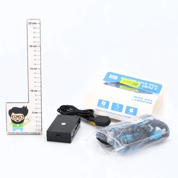 DGODRT 2portový KVM prepínač USB VGA s KVM káblami, KVM prepínač pre VGA monitor a USB klávesnicu a