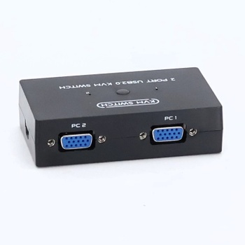 DGODRT 2portový KVM přepínač USB VGA s KVM kabely, KVM přepínač pro VGA monitor a USB klávesnici a