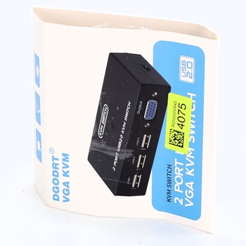 DGODRT 2portový KVM přepínač USB VGA s KVM kabely, KVM přepínač pro VGA monitor a USB klávesnici a