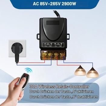 Bezdrôtový spínač 230V s diaľkovým ovládaním, bezdrôtový spínač svetiel AC 220V-240V 30A