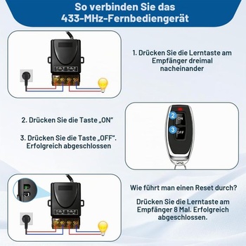 Bezdrátový spínač 230V s dálkovým ovládáním, bezdrátový spínač světel AC 220V-240V 30A