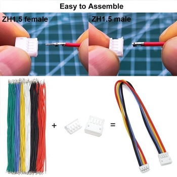 Konektory ZH 1,5 mm (samica/samica) a súprava predkrimpovaných silikónových káblov 28 AWG, púzdro s