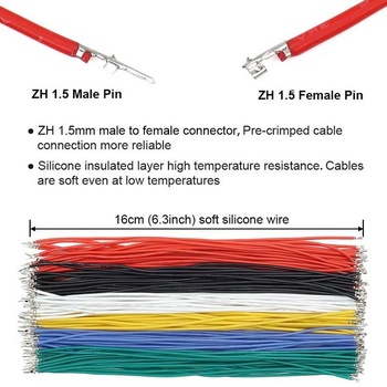 Konektory ZH 1,5 mm (samica/samica) a súprava predkrimpovaných silikónových káblov 28 AWG, púzdro s