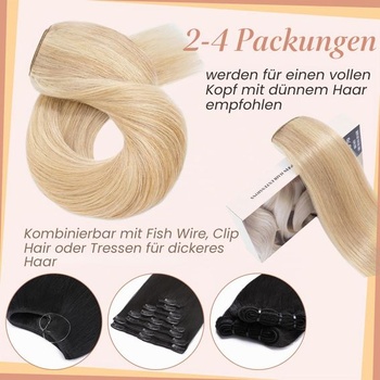 S-noilite Clip-In predlžovanie vlasov, pravé ľudské vlasy, svetlo popolavo blond/bielo blond, 1 kus,