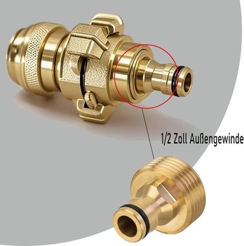 Adaptér s 1palcovým vnějším závitem a rychlospojkou pro zahradní hadici. Konektor kohoutku zahradní