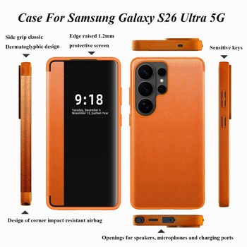 Ochranný kryt pre Samsung S26 Ultra, flipové púzdro, číry výhľad, tenké, flipové púzdro pre