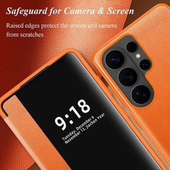 Ochranný kryt pre Samsung S26 Ultra, flipové púzdro, číry výhľad, tenké, flipové púzdro pre