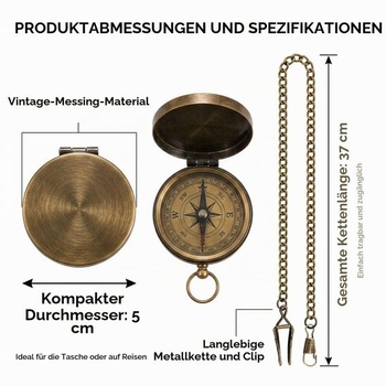 Vintage kompas s retiazkou, náhrdelník 37 cm, vreckový kompas, priemer 5 cm, vyrobené zo zliatiny