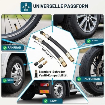 Dvojdielna sada predĺženia ventilov pre 100mm automobilové ventily, flexibilné predĺženie