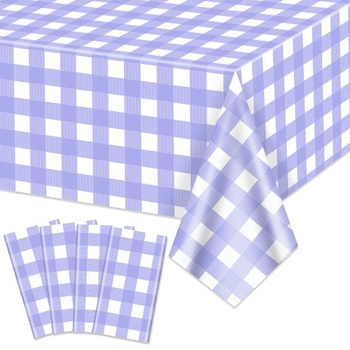 Obrusy gingham, fialovo-biely kockovaný, 220 x 130 cm, obrusy Vichy, obdĺžnikové, vodeodolné,
