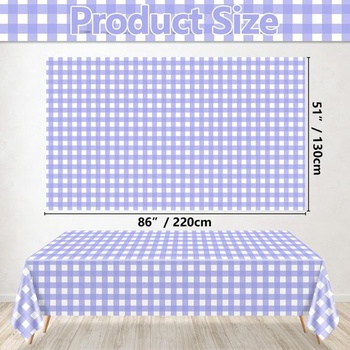 Obrusy gingham, fialovo-biely kockovaný, 220 x 130 cm, obrusy Vichy, obdĺžnikové, vodeodolné,